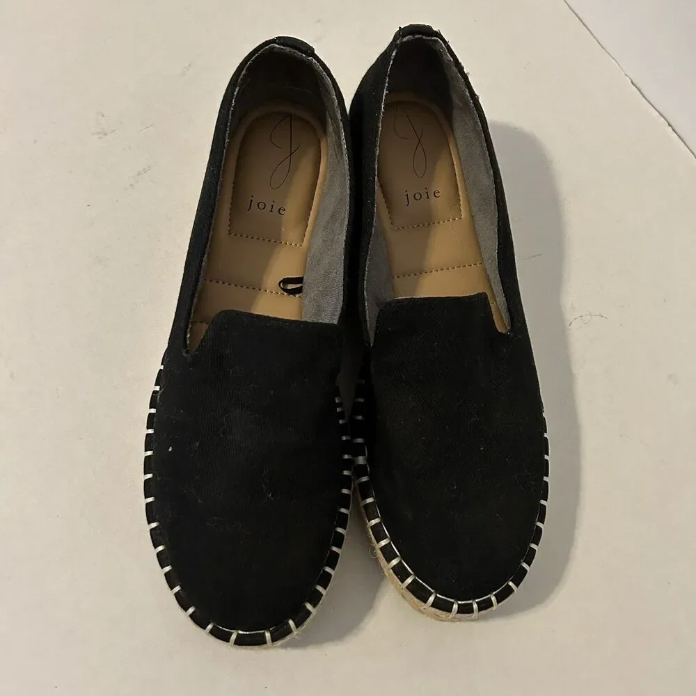 Joie Cara Espadrille Slip On Shoes Black Womens 8 Coastal Cruise Travel Boho